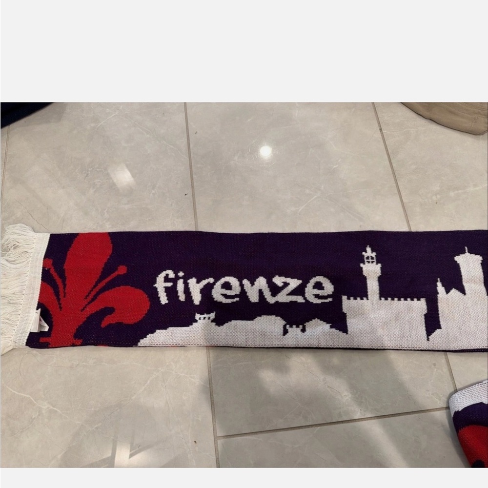 Fiorentina Italian Soccer Scarf with Florence Skyline Print